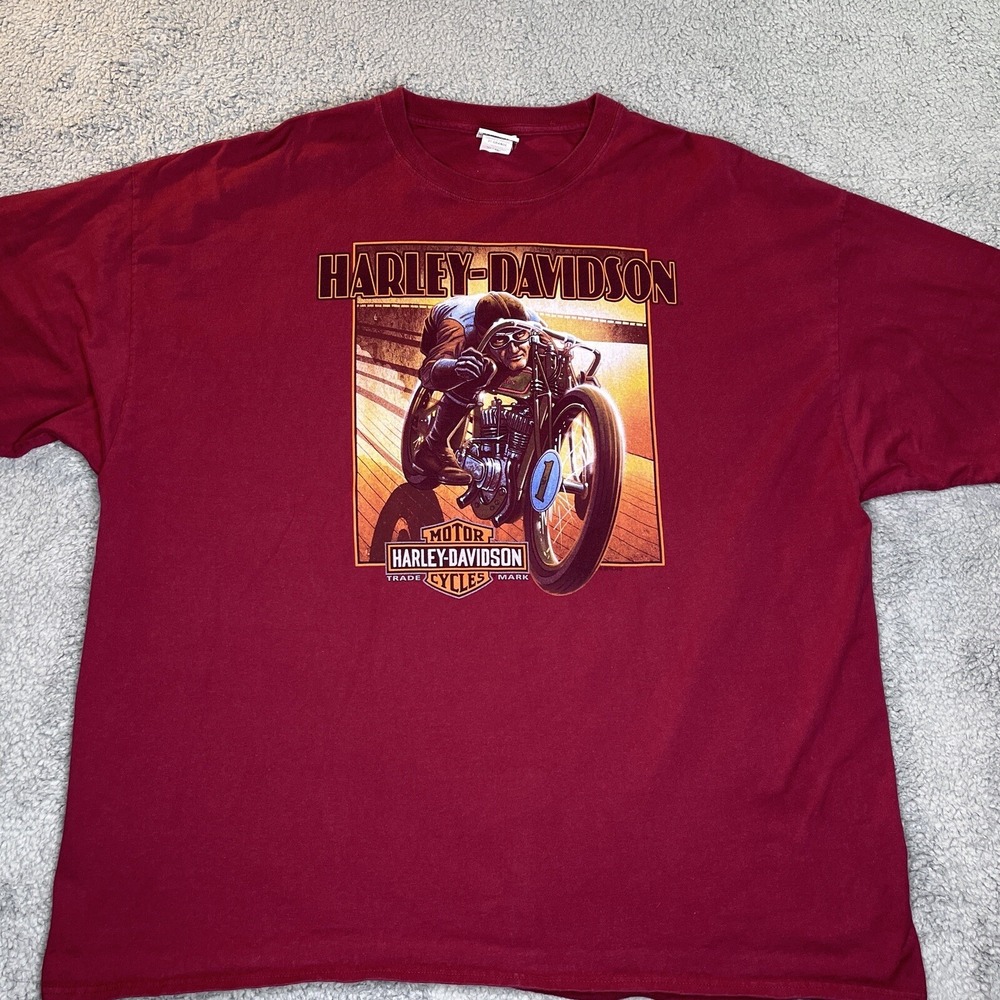 Harley Davidson T-Shirt 3XL Beefy T‎ HD Ottawa Ohio Motorcycles Burgundy Red